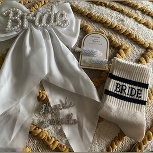 Bride Bundle- Hair accessories, earrings, and socks